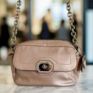 Coach Pink Leather Crossbody Bag with Silver Hardware